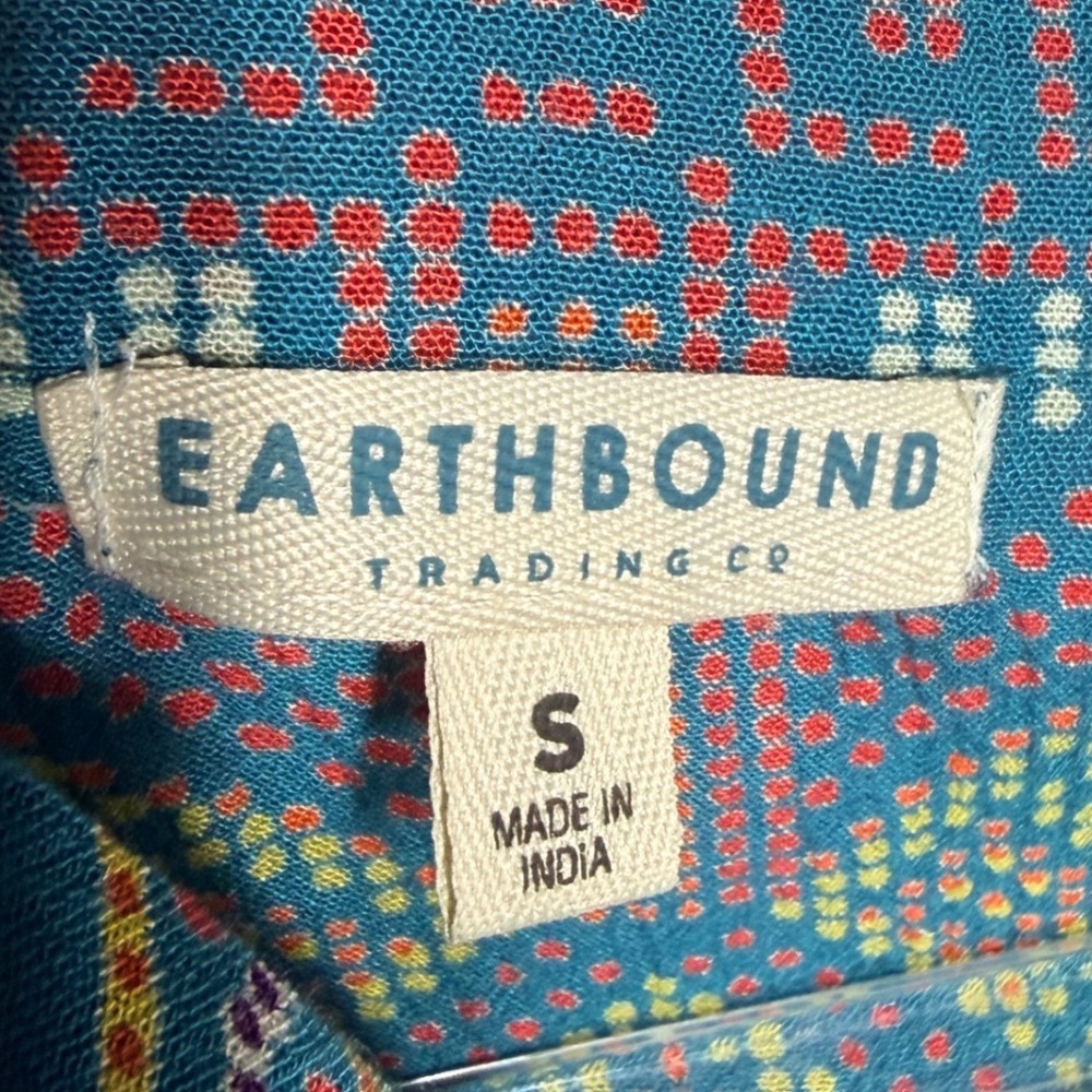 Earthbound Trading Co Womens Geometric Print Maxi Dress Teal Green Size S - Picture 10 of 13